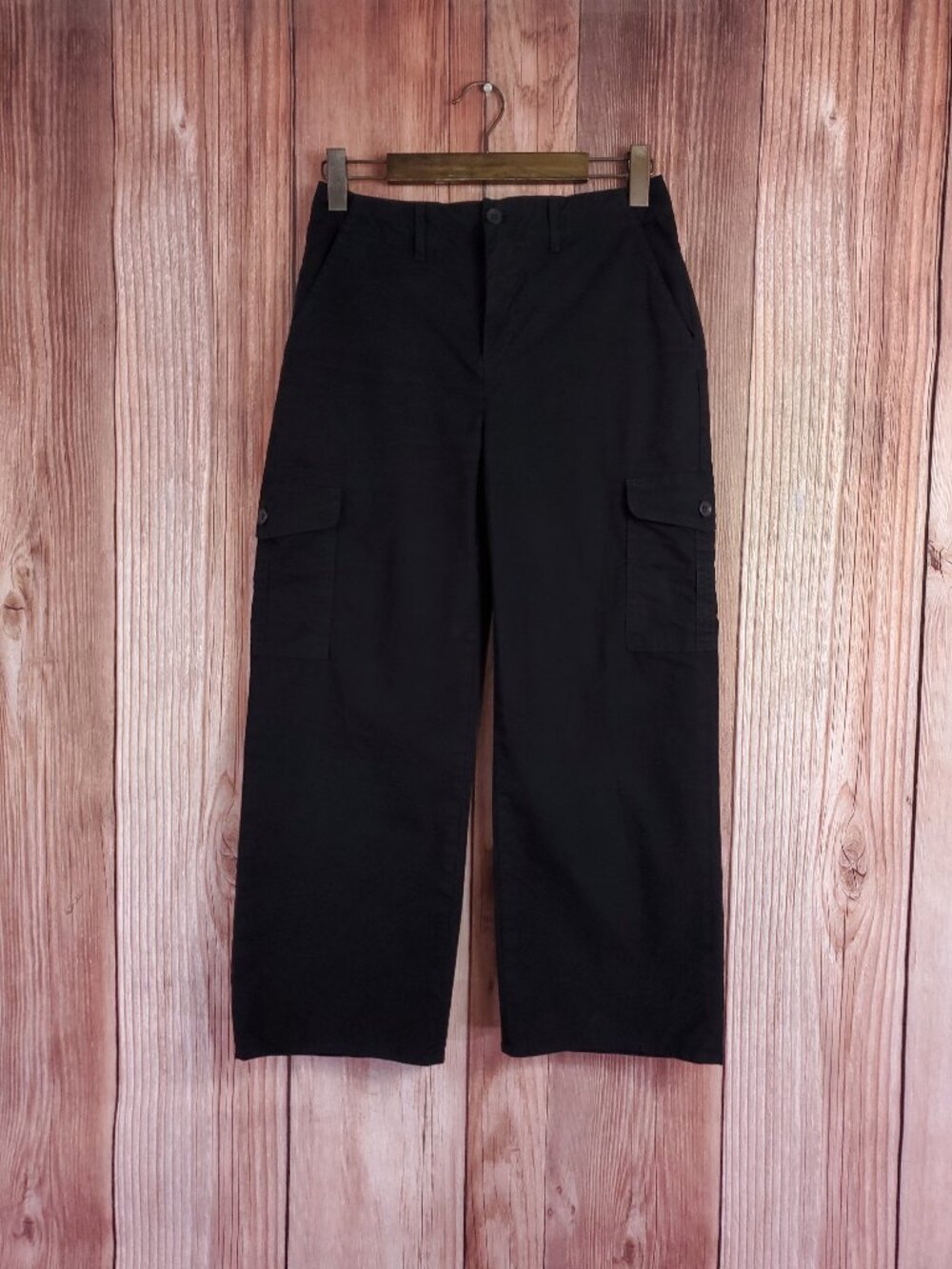 Lagence Zoella Wide Leg Cropped Pants Womens 27 High Rise Cargo Stretch Black